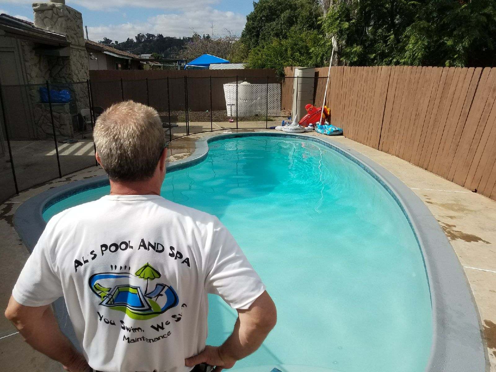 Well-maintained residential pool serviced by Al's Pool and Spa