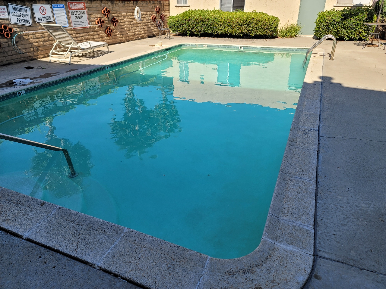 Clear blue pool after Al's Pool and Spa green pool clean-up